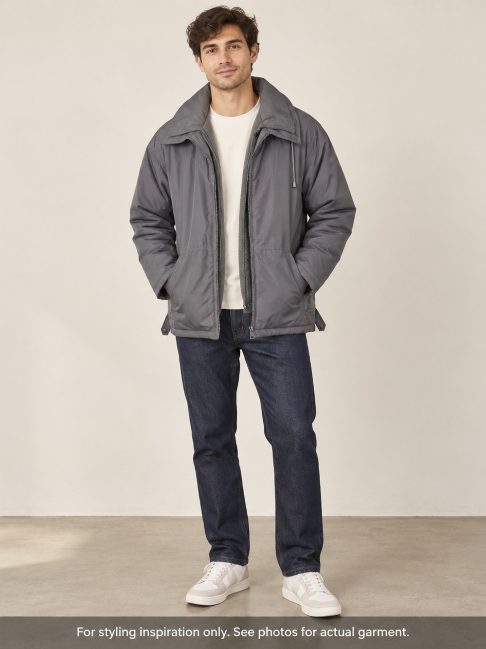 Windbreaker Men’s Gray Fleece Lined Jacket S